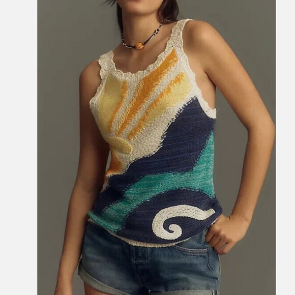 Anthropologie Pilcro Sunshine Sweater Tank Top Knit L NWT Large